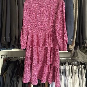 Who What Wear Pink Ruffled Long Sleeve Dress